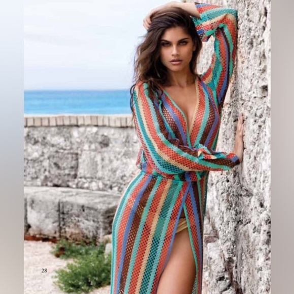 Luli Fama La Gloria Cubana Cabana Dress Resort Crochet Sheer Swim Cover Sheer XS - Picture 1 of 13